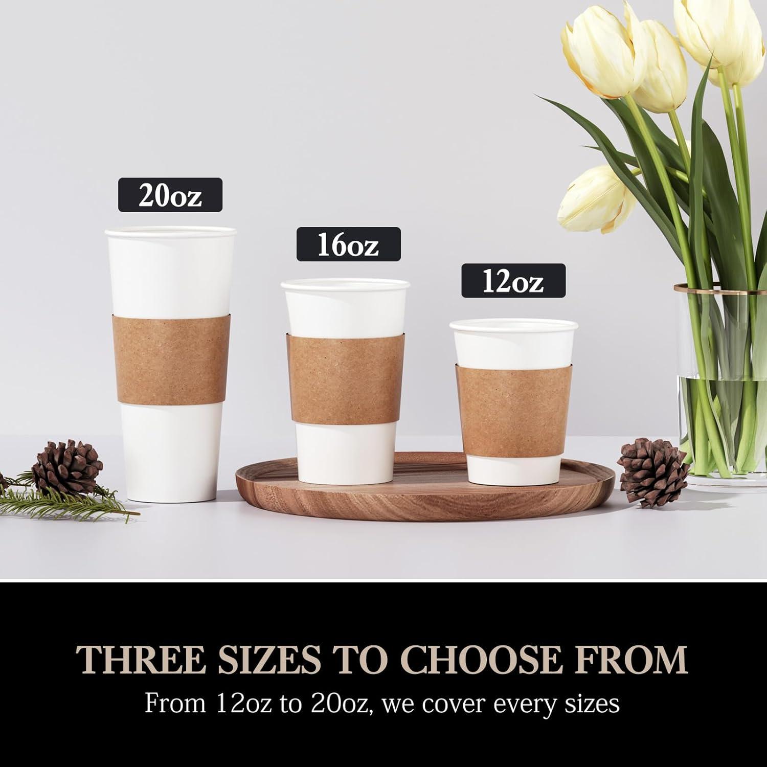 FAST APPLIANCES LLC Paper Cups,Cups,Disposable Cups 100 Pack 12 Oz Leak-Proof Coffee Cups With Lids And Sleeves Disposable Paper To Go Hot Coffee Cups For Home, Business, Office, Cafes And Parties