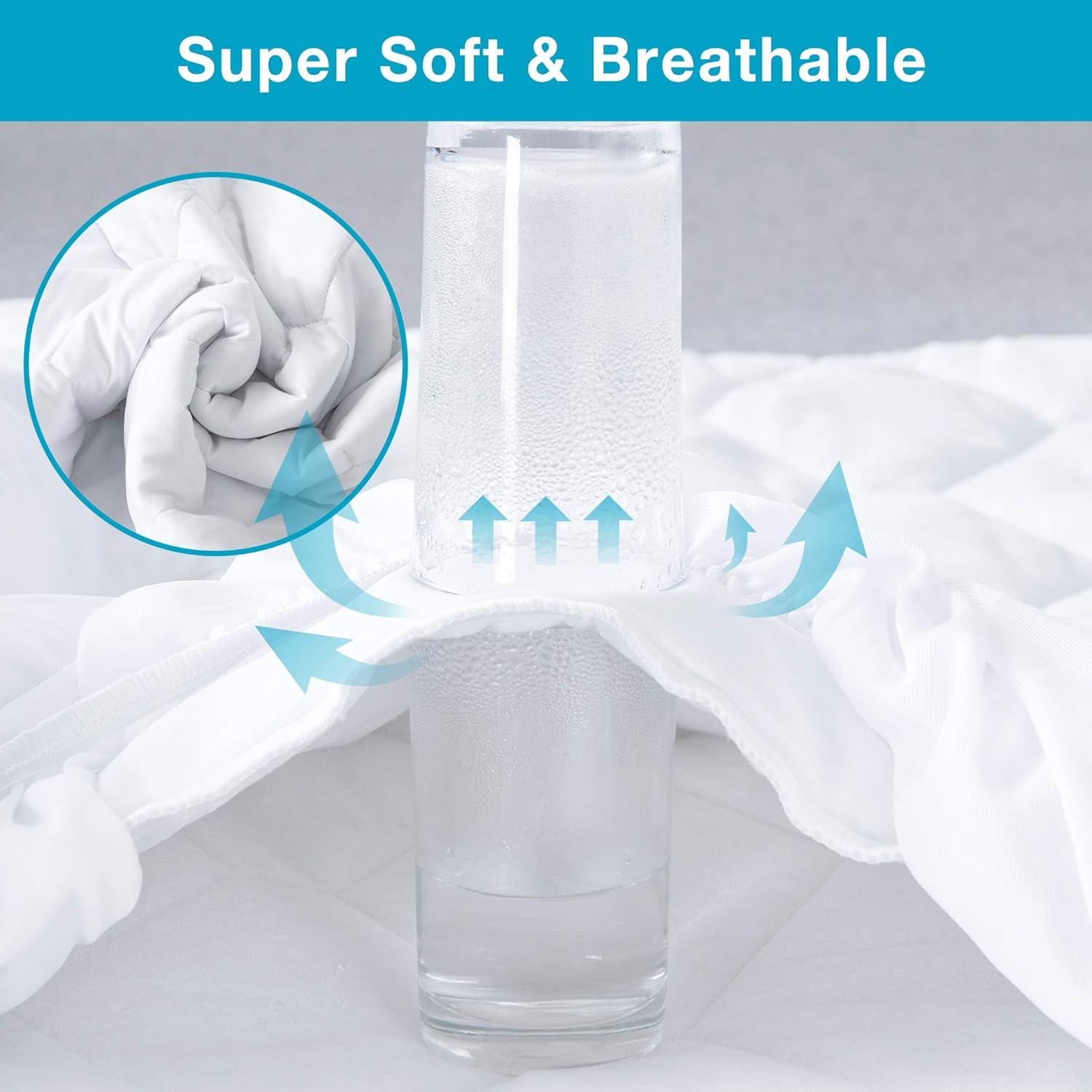 2 Pack Waterproof Mattress Protector, Twin Size Mattress Pad with Deep Pocket Fitted Up to 6-15 inches, Soft Noiseless Single Bed Mattress Cover for Bedroom, Dorm Room