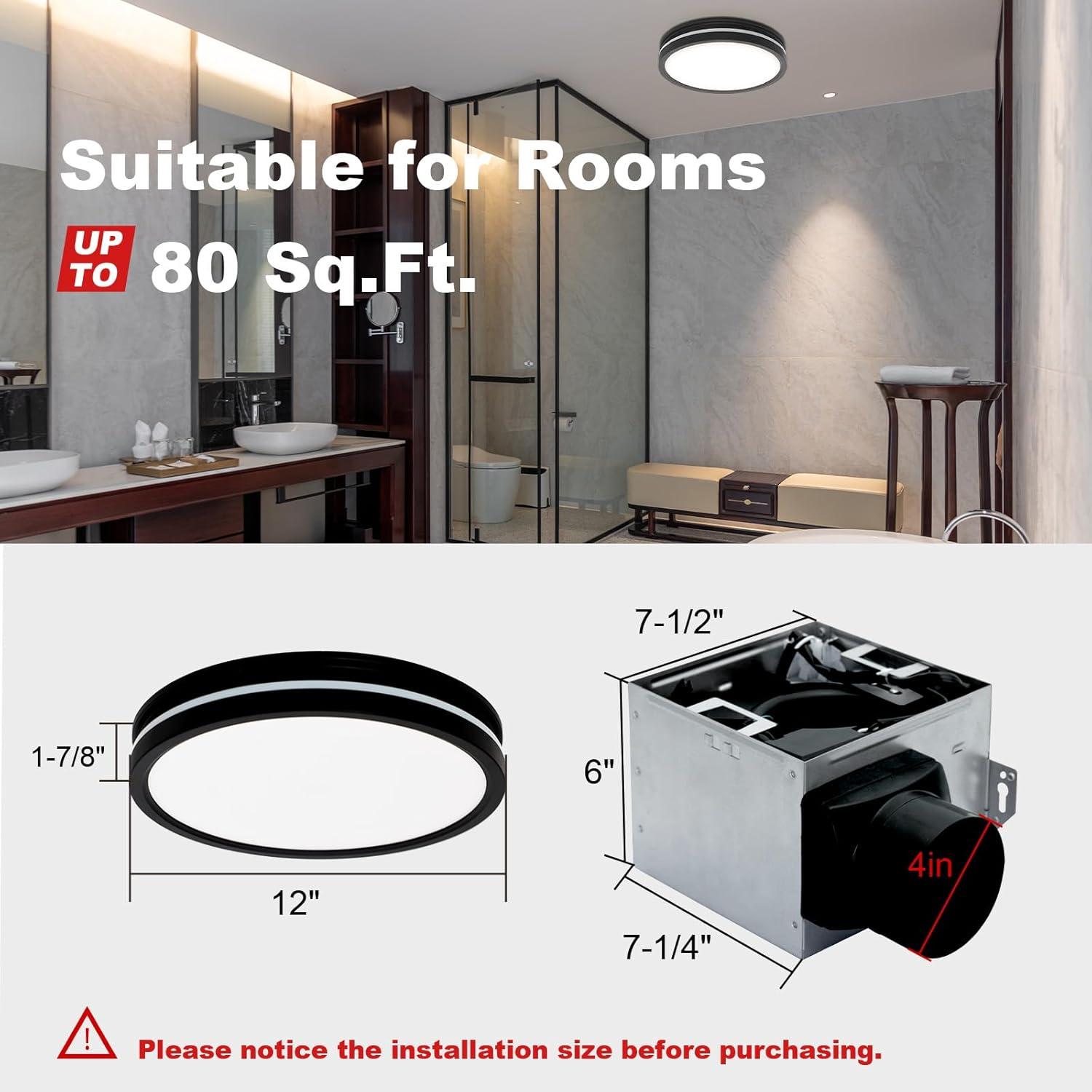 80 CFM Bathroom Exhaust Fan with Light