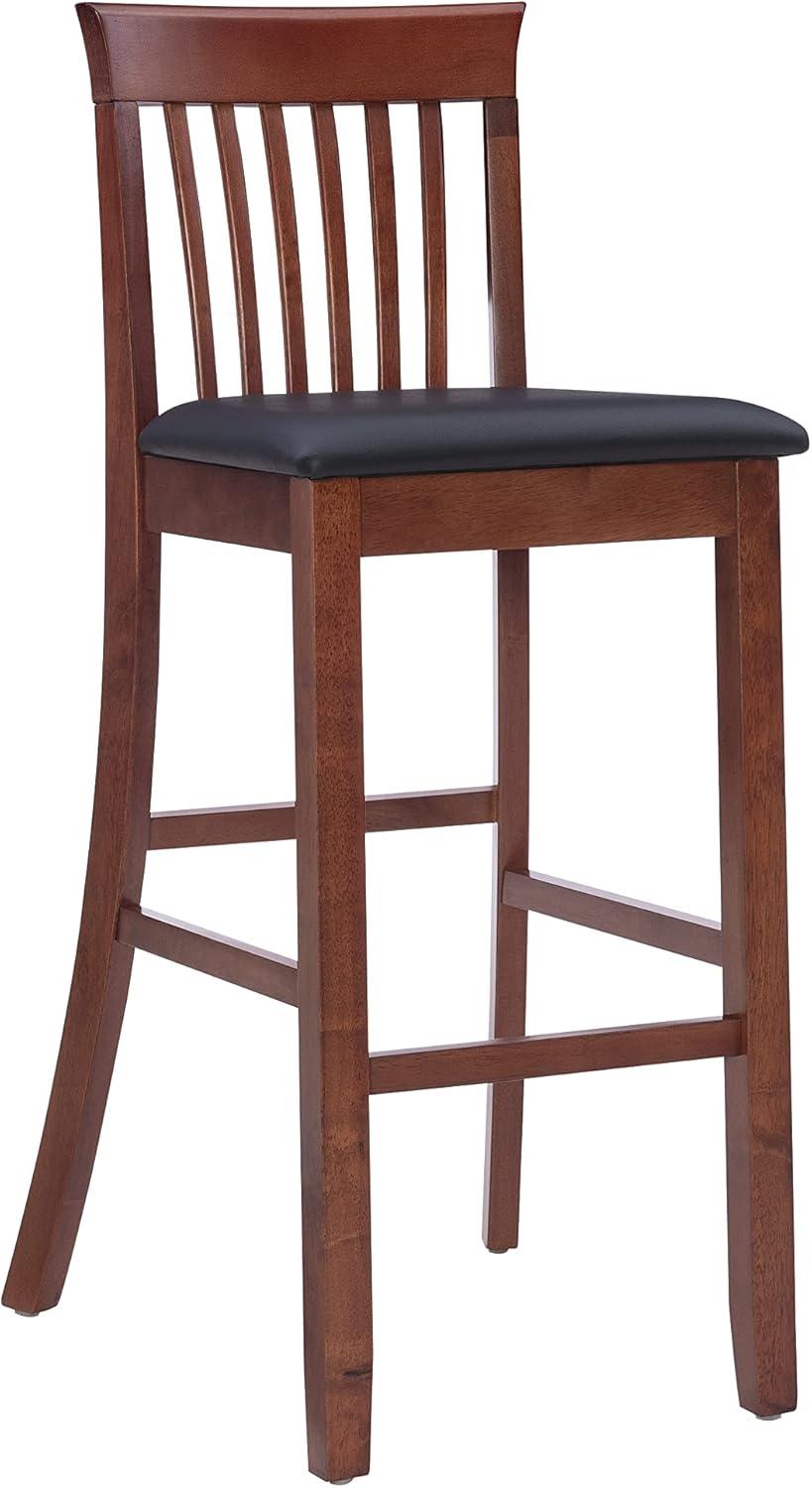 30" Torino Craftsman Padded Seat Barstool Hardwood/Dark Cherry - Linon: Rubberwood, 31" High