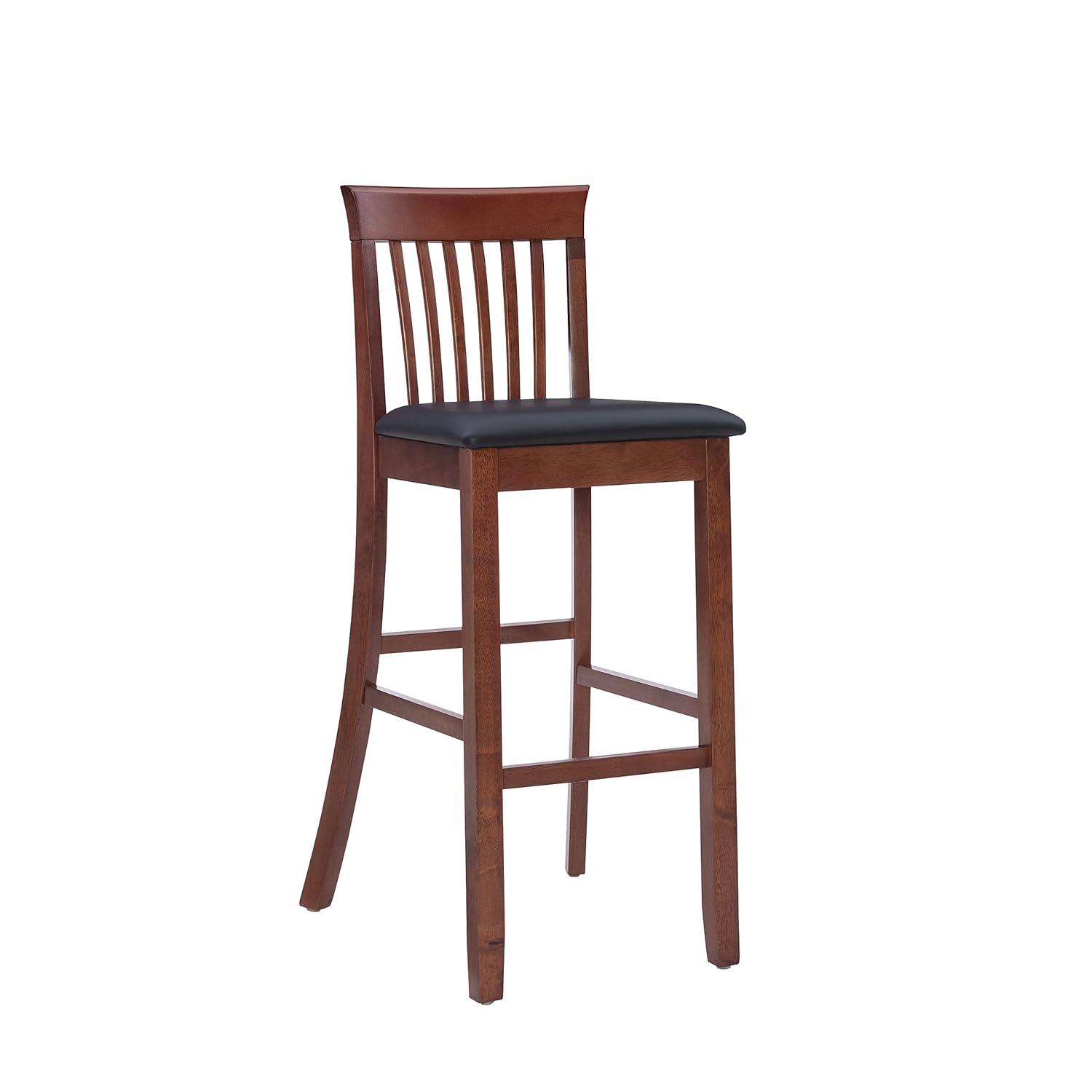 30" Torino Craftsman Padded Seat Barstool Hardwood/Dark Cherry - Linon: Rubberwood, 31" High
