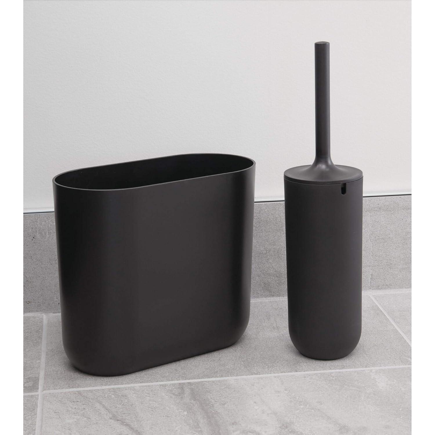 Slim Matte Black Plastic Bathroom Wastebasket