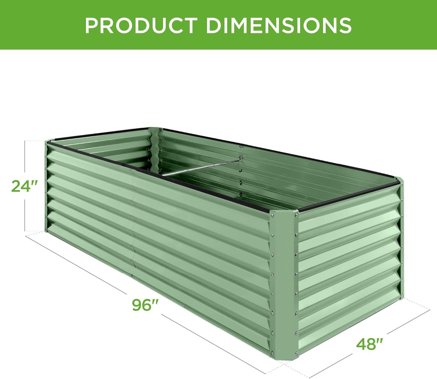 Sage Green 8x4x2ft Outdoor Metal Raised Garden Bed Planter