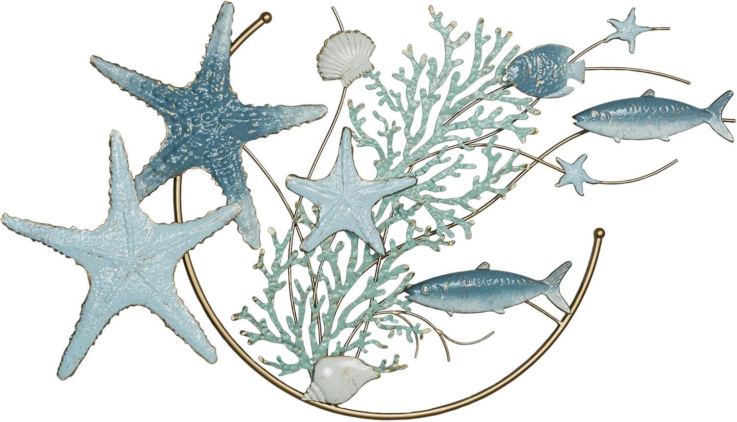 Sealife Collage Wall Art Blue 37” x 1.5” x 21”