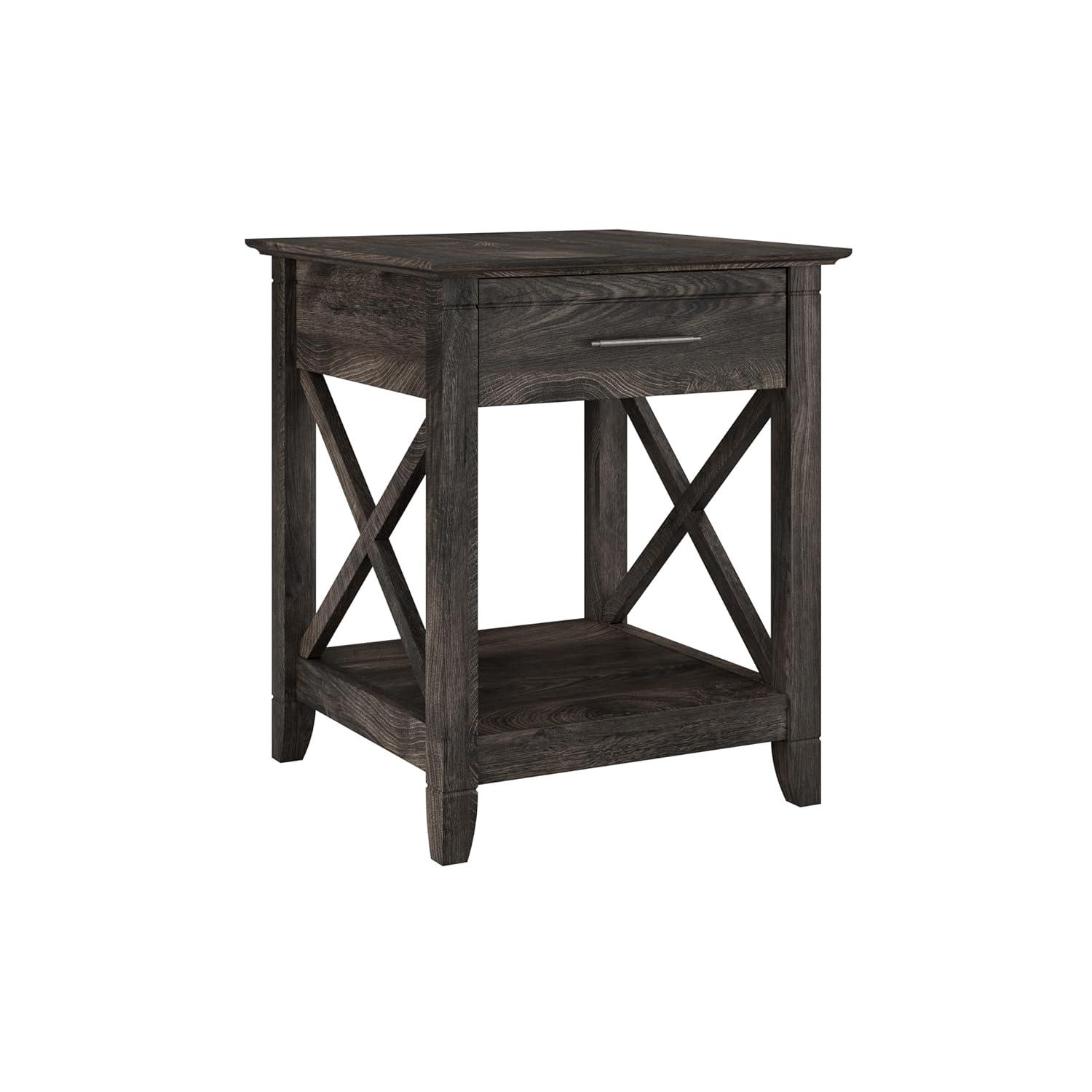 Bush Furniture Key West End Table with Storage, Dark Gray Hickory