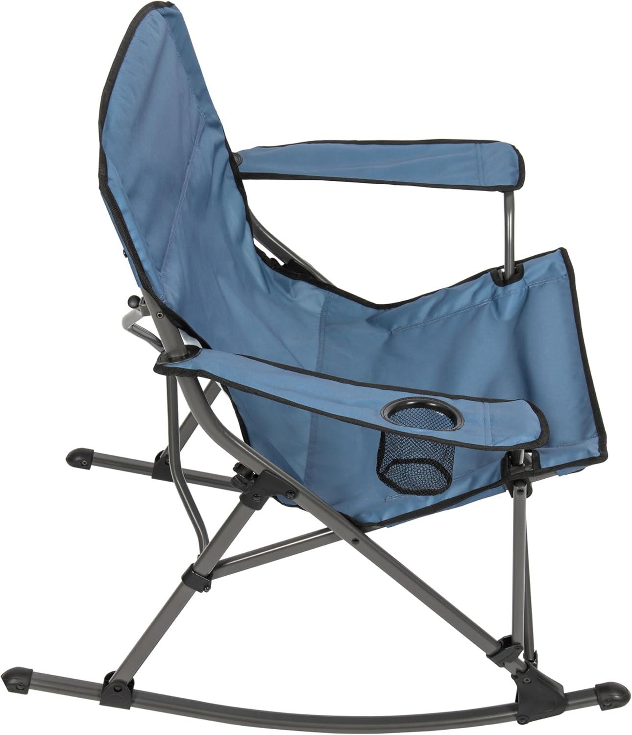 Gray PVC-Coated Fabric Quad Folding Rocking Chair with Arms