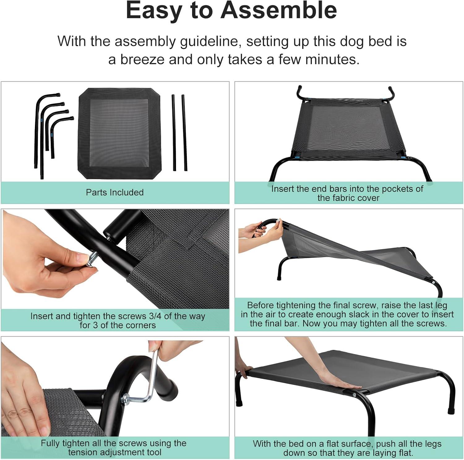 Tucker Murphy Pet™ 49 inches Dog Bed Cot for Large Dogs, Outdoor Raised Dog Bed