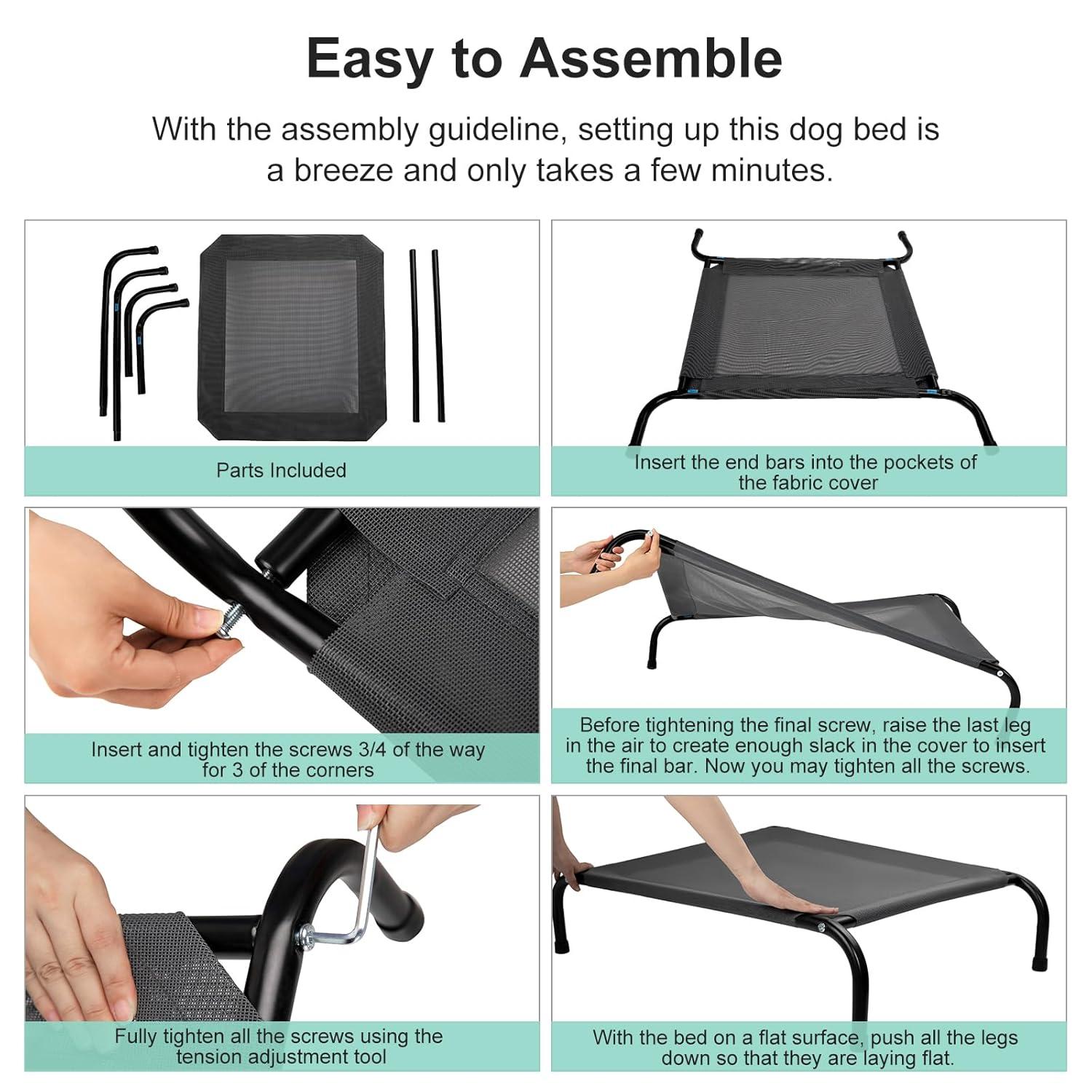 Tucker Murphy Pet™ 49 inches Dog Bed Cot for Large Dogs, Outdoor Raised Dog Bed