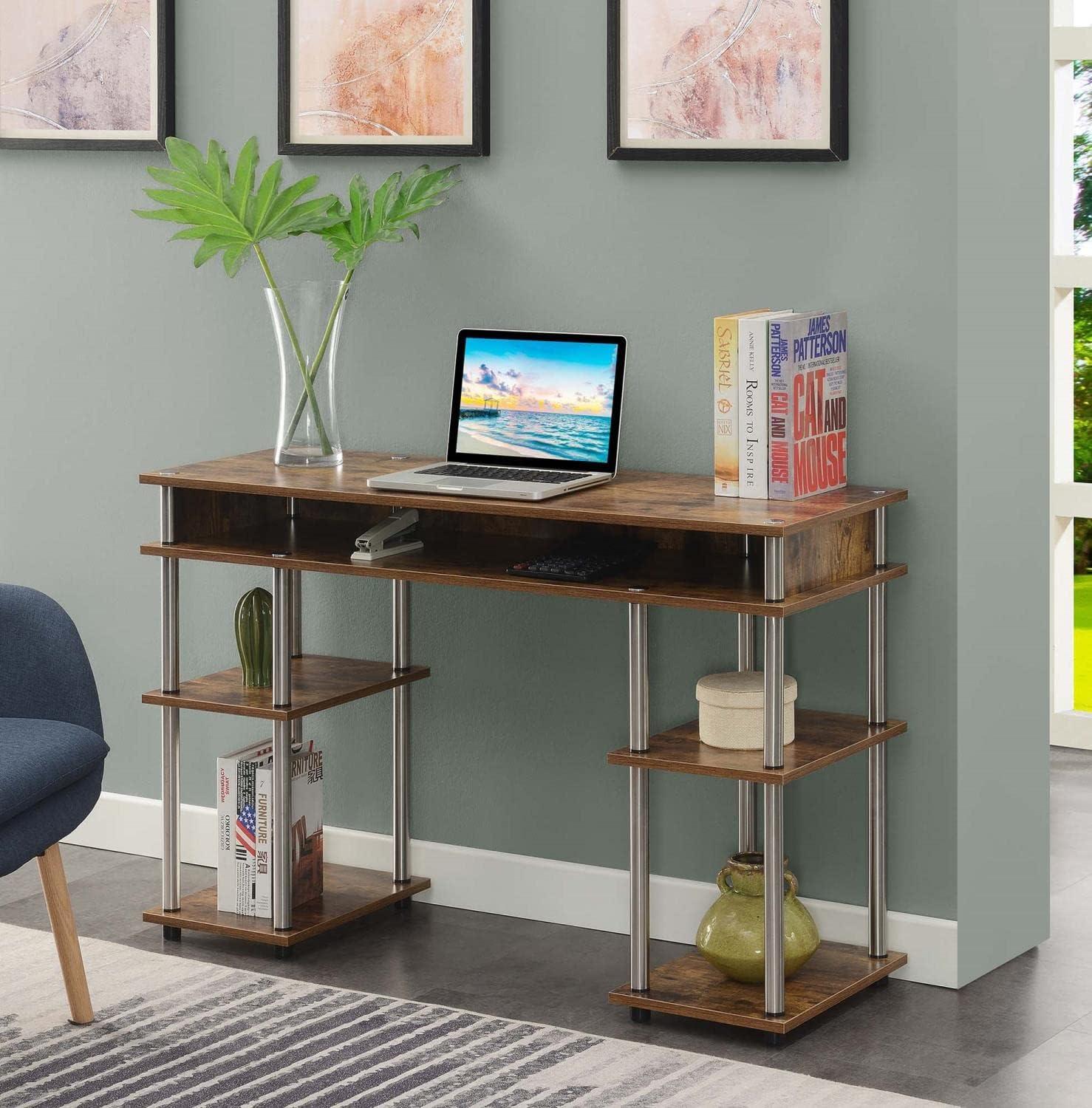 Barnwood Espresso 48" Wood Student Desk with Shelves