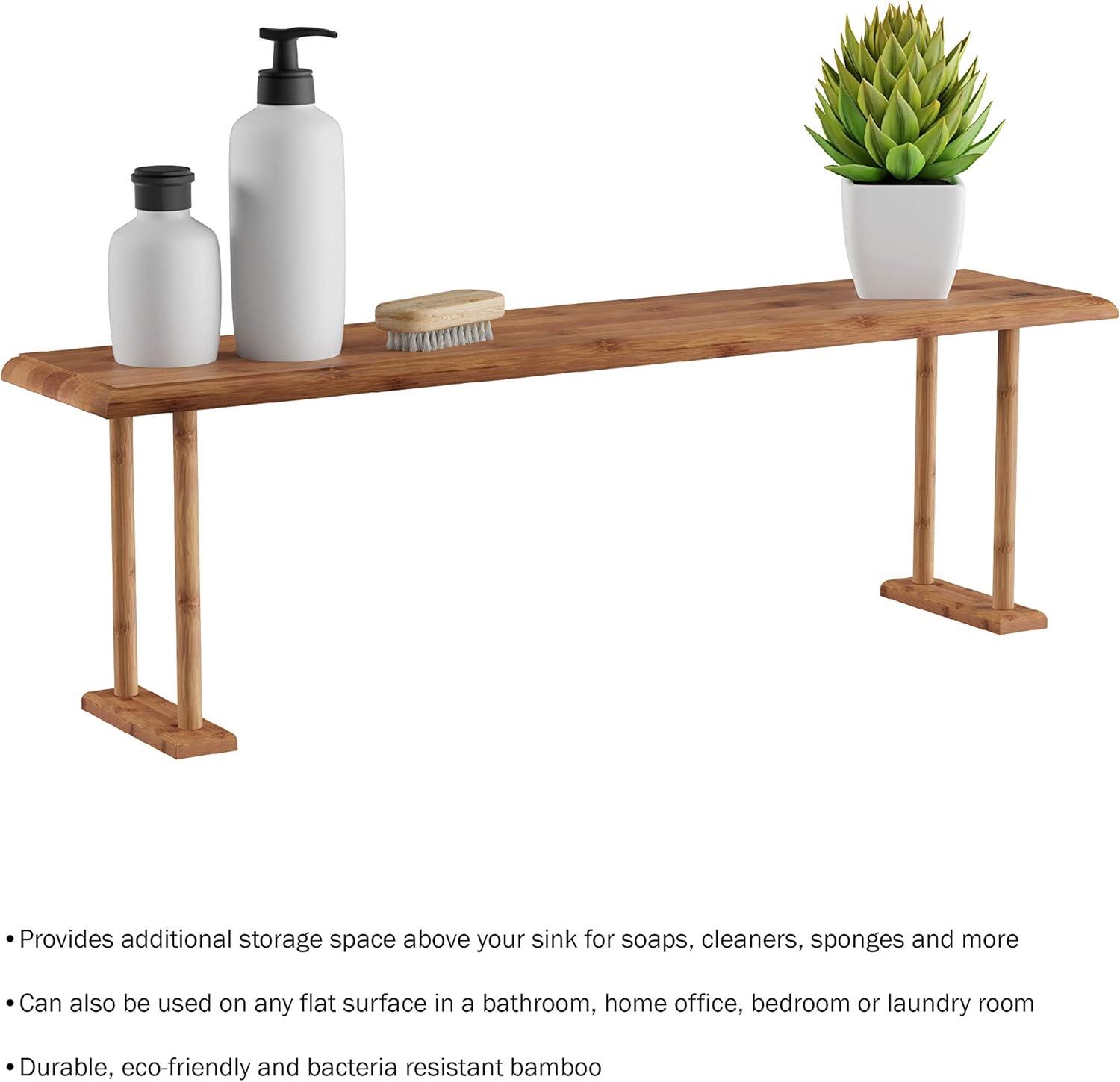 Lavish Home Bamboo Sink Shelf - Countertop Organizer Kitchen, Bathroom, Bedroom, Office - Space-Saving Storage for Soap, Sponges, and Cleaners