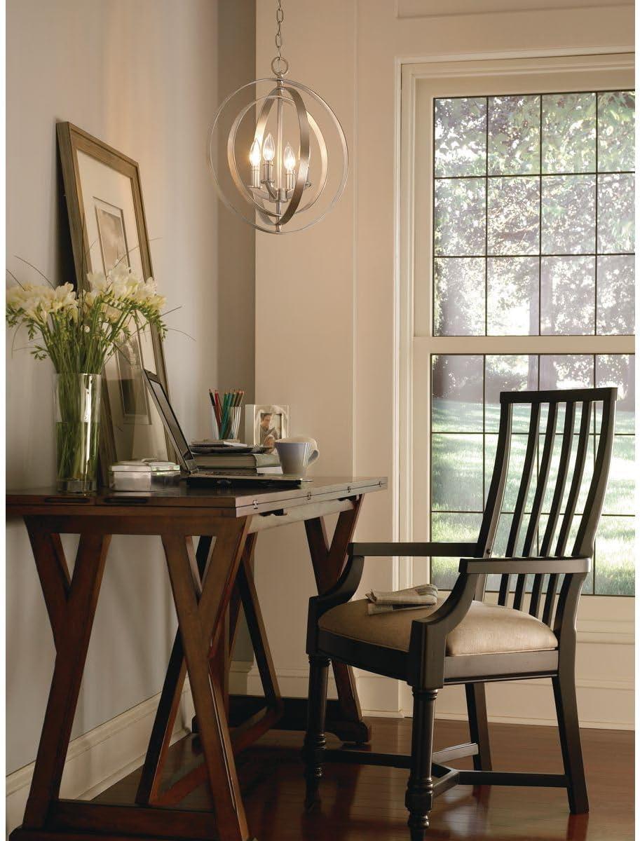 Progress Lighting Equinox 4-Light Foyer Pendant, Steel, Burnished Silver, No Shade