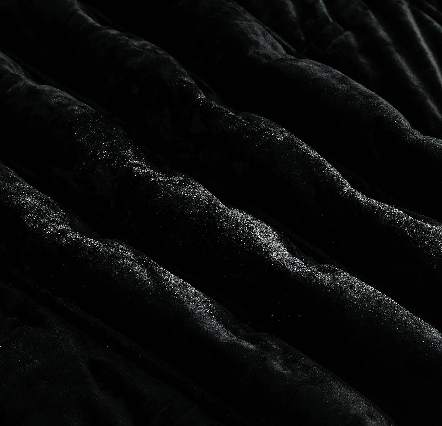 Oversized King Black Velvet Reversible Quilt Set