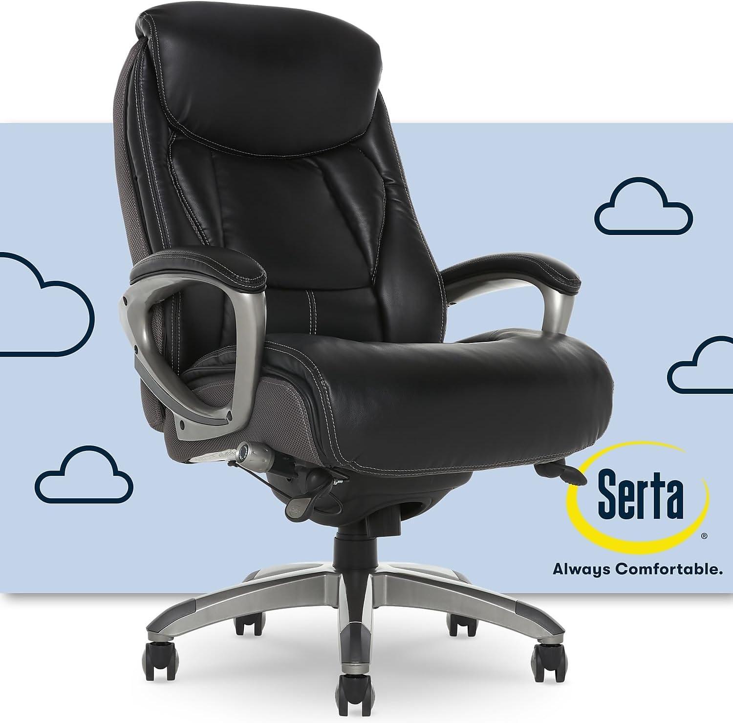 Serta Lautner Executive Office Chair, SmartLayers and ComfortCoils Technology, Adjustable Lumbar