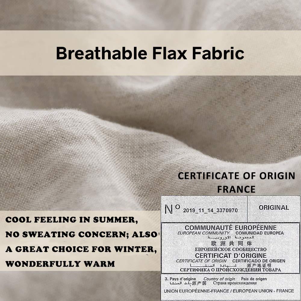 Simple&Opulence 100% French Linen Pillowcase Queen Size-Set of 2- Washed Solid Color Pillow Cases Embroidered -Soft and Durable (Linen, 20''x30'')