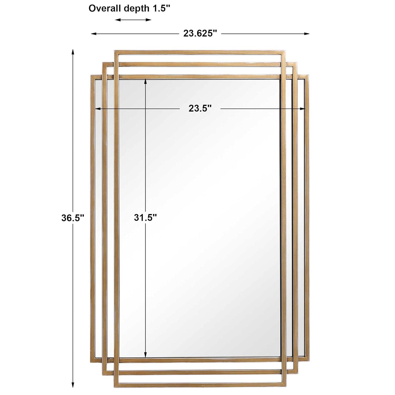 Uttermost Rectangular Vanity Decorative Wall Mirror Modern Distressed Brushed Gold Solid Iron Frame 23 3/4" Wide for Bathroom