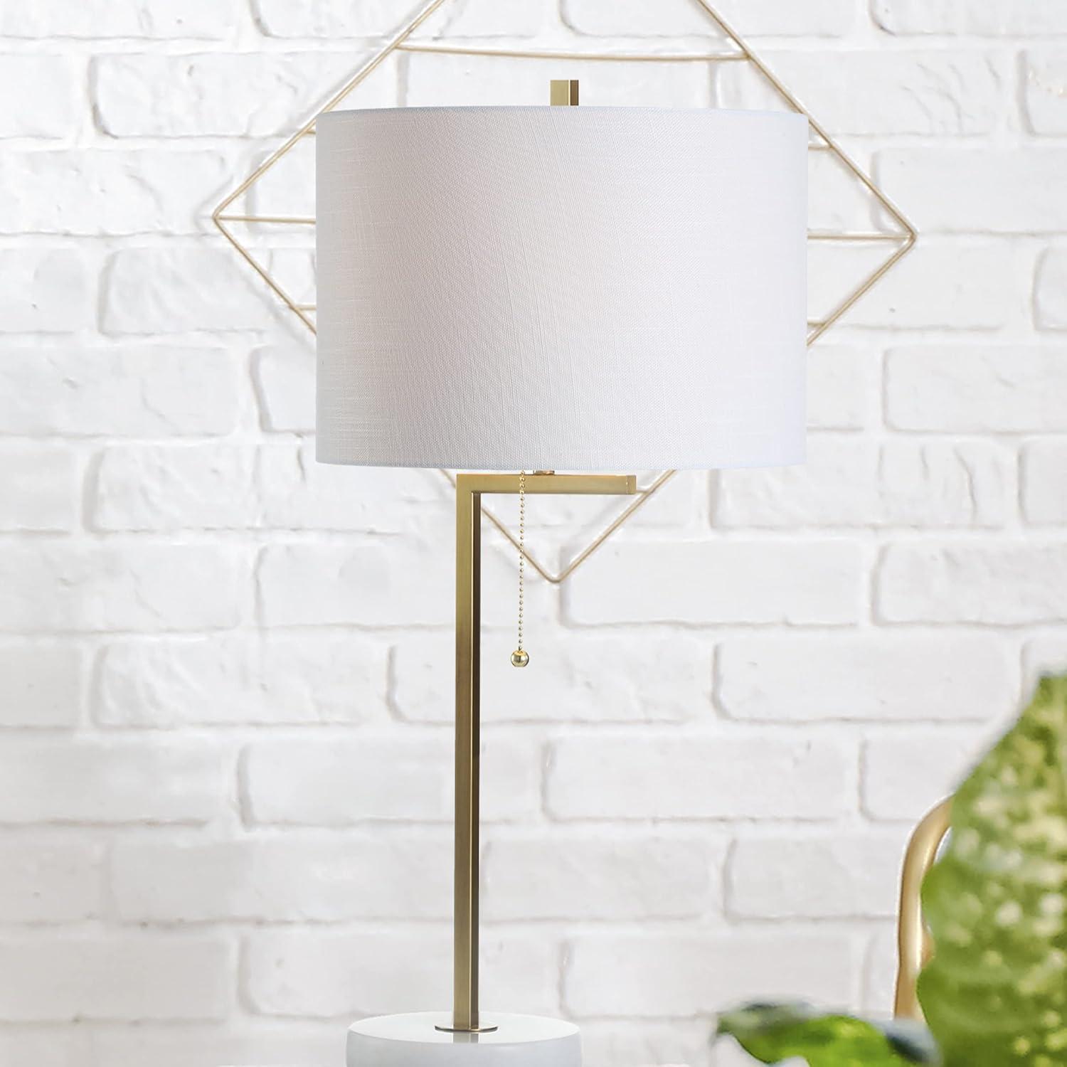 24.5" Metal/Marble Alyssa Table Lamp with Pull Chain, Marble Base - JONATHAN Y