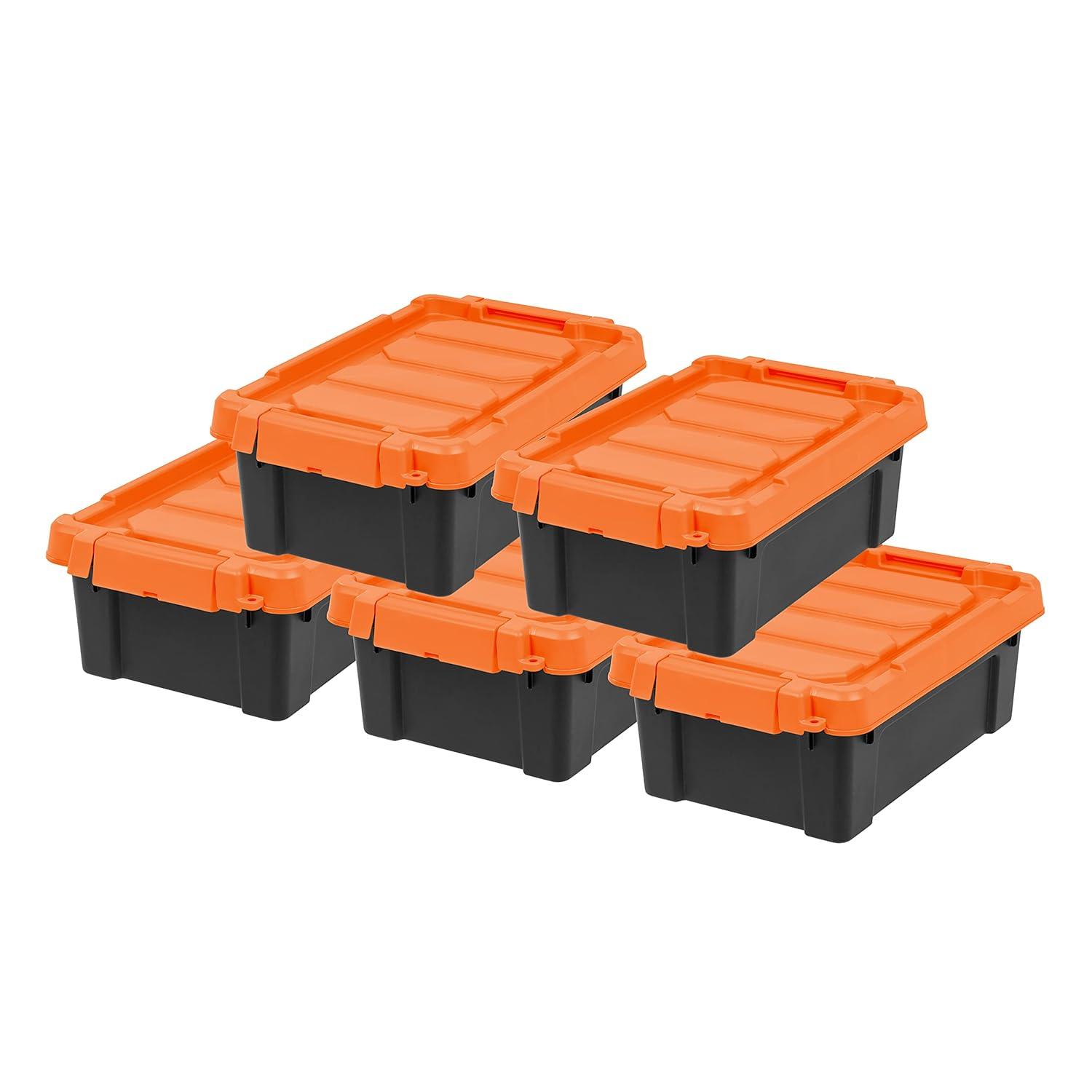 IRIS USA 5 Pack 3 Gallon Lockable Storage Totes with Lids, Heavy-Duty Durable Stackable Containers, For garage