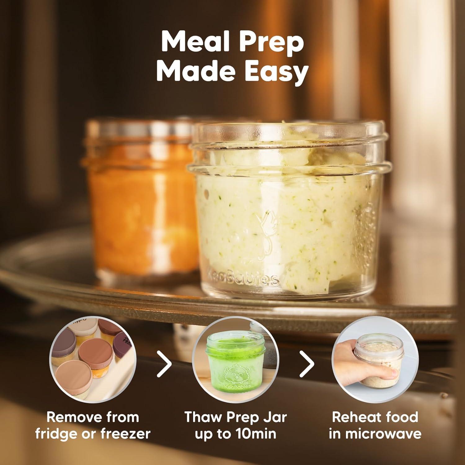 12pk Prep Baby Food Storage Containers, 4 oz Leak-Proof, BPA Free Glass Baby Food Jars for Feeding  (Terracotta)