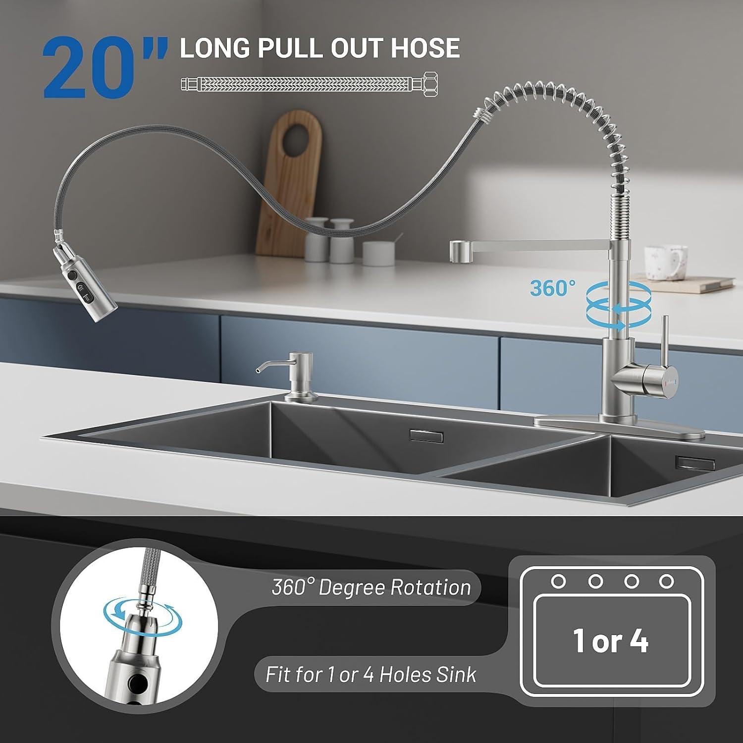 APPASO Pull Down Kitchen Faucet with Soap Dispenser