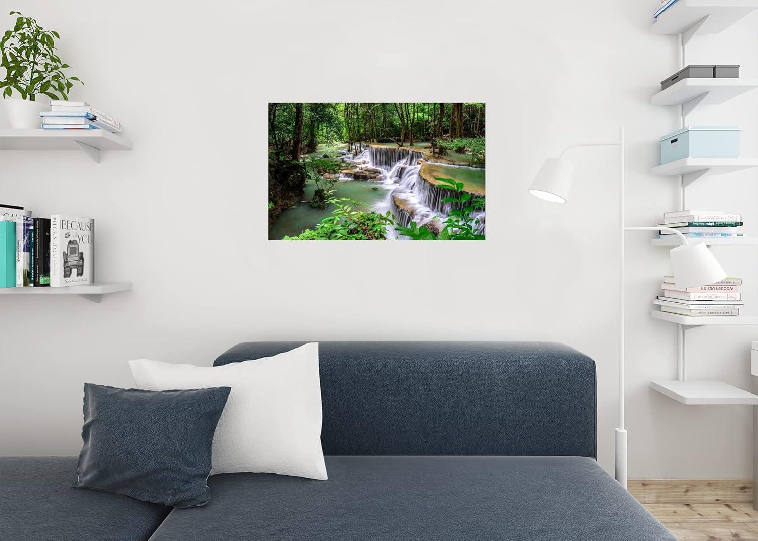 Huay Mae Kamin River Waterfall Jungle Forest Thailand Photo Cool Wall Art Print Poster 36x24