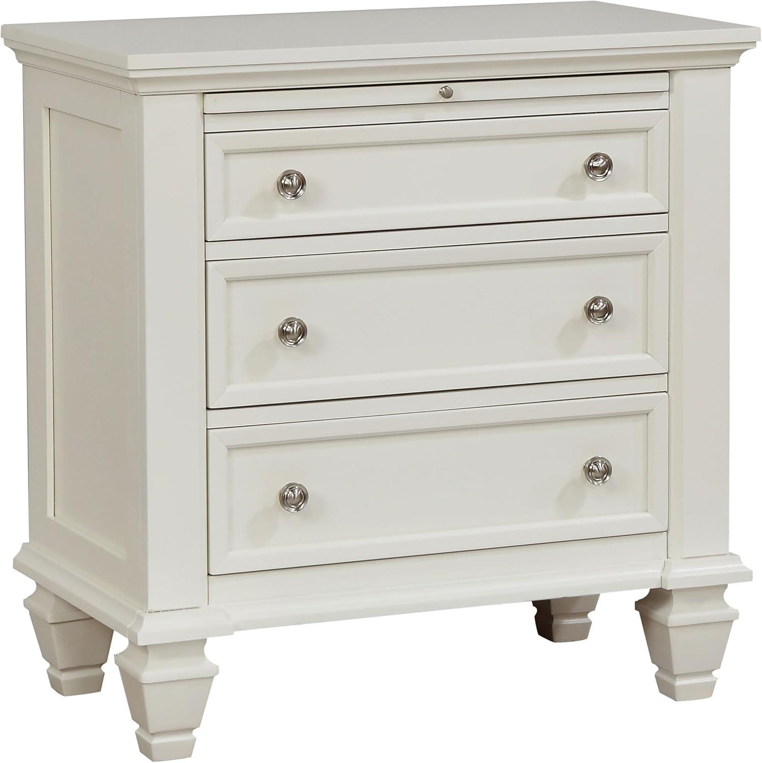 Coaster Sandy Beach Coastal 3-Drawer Wood Nightstand in White