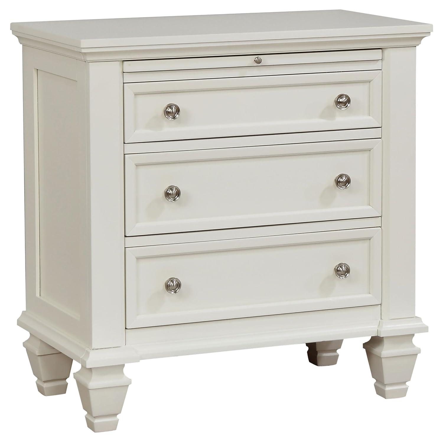 Coaster Sandy Beach Coastal 3-Drawer Wood Nightstand in White