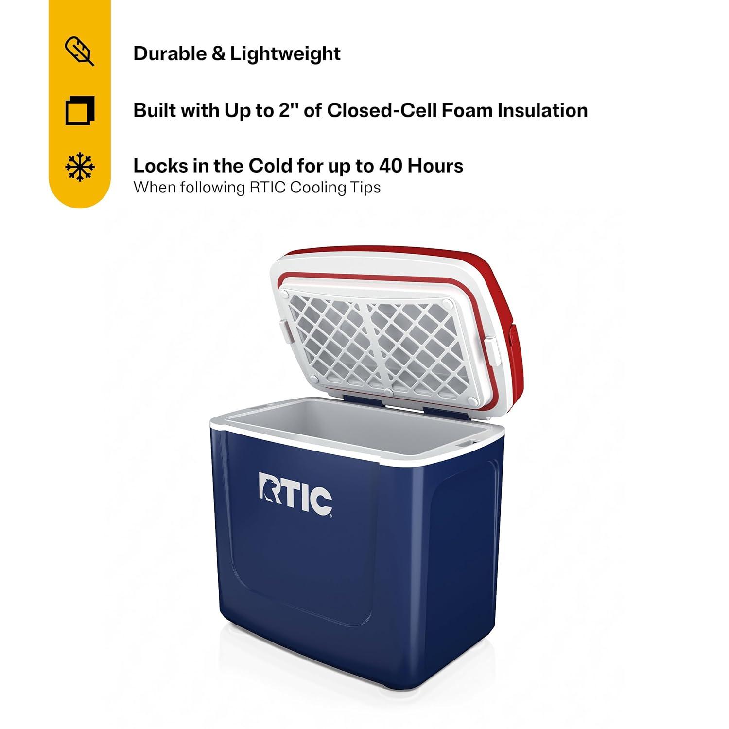 RTIC Road Trip Personal Cooler, 8 QT, 12 Can Hard-Sided Ice Chest Cooler, Patriot