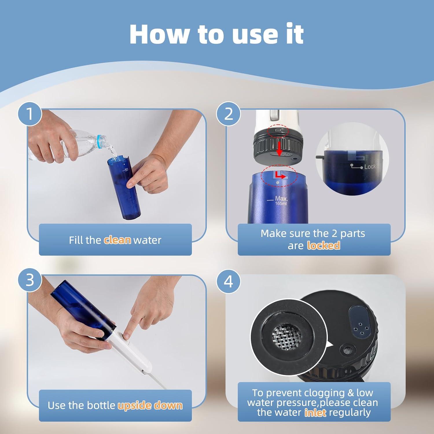 Hibbent Portable Bidet for Travel, High Pressure Handheld Electric Sprayer, Rechargeable Travel Bidet for Women & Men, Personal Hygiene Cleaning, Soothing Postpartum Care, Blue