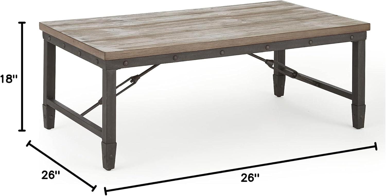 Jersey Cocktail Table Antique Oak - Steve Silver: Engineered Hardwood, Pine Veneers, Iron Stretchers