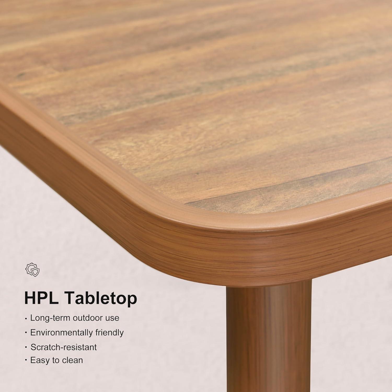 7-Piece Aluminum Wicker Dining Table and Chairs Patio Outdoor Dining Set Teak Patio Furniture Set with Cushions, Brown