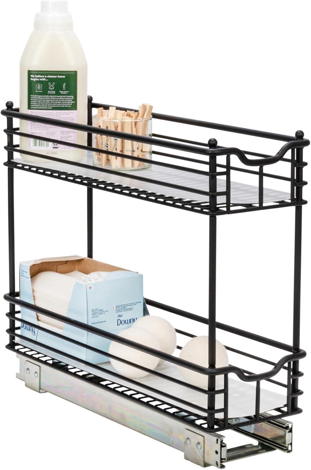 Glidez Multipurpose Steel Pull-Out/Slide-Out Storage Organizer with Plastic Liners for Under Cabinet Use, Fits Standard Size Cabinet or Shelf