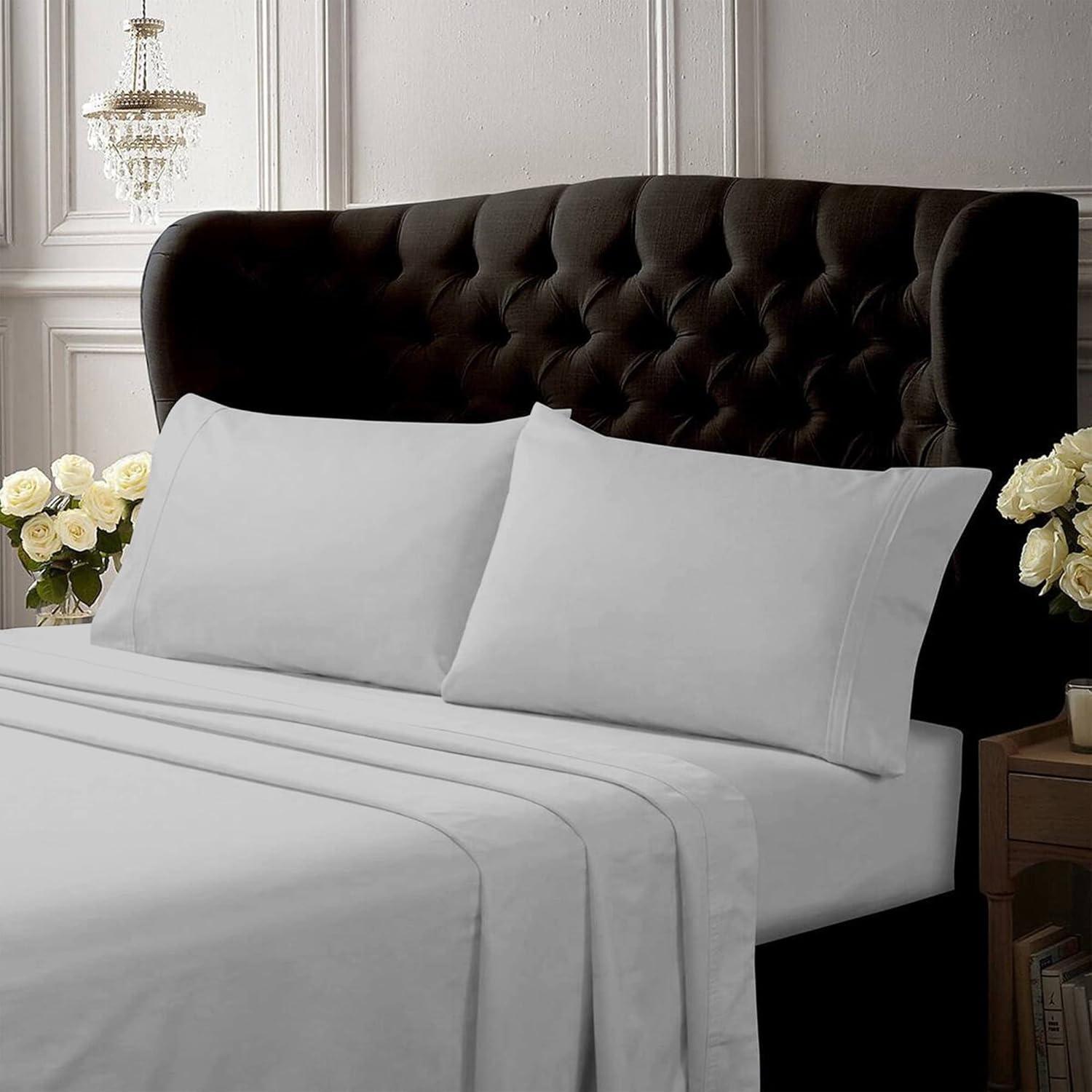 Twin White Egyptian Cotton Percale Deep Pocket Sheet Set