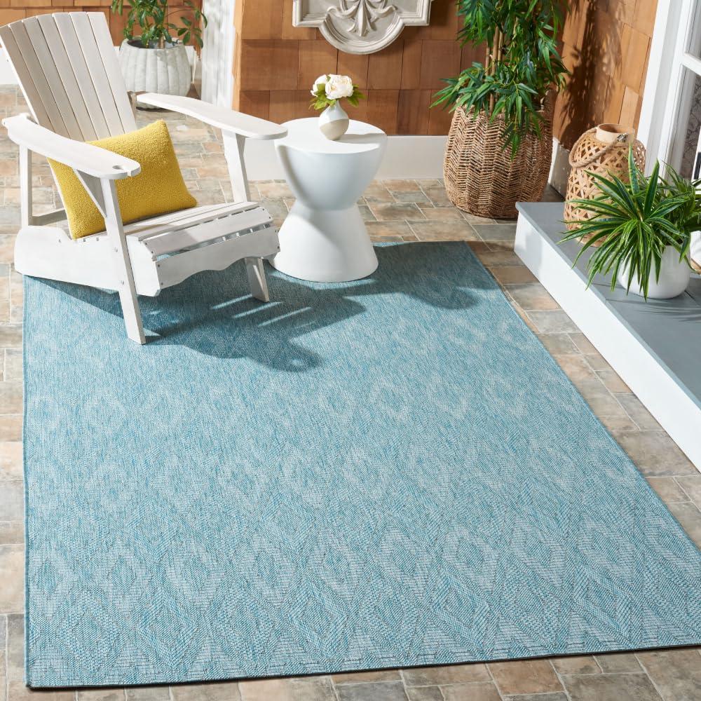 Courtyard CY8522 Power Loomed Indoor and Outdoor Area Rug - Aqua/Aqua - 5'3"x7'7" - Safavieh