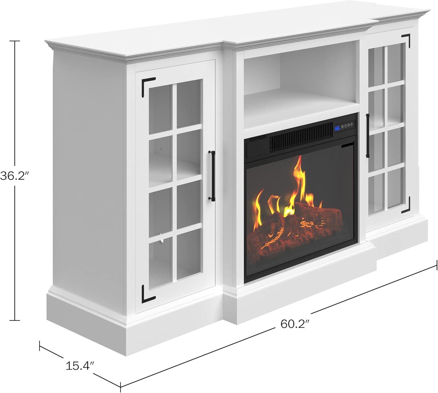 Homall Fireplace TV Stand for TVs up to 65" 3-Sided Glass Modern Media Entertainment Center with Cabniet Storage Adjustable Flame Color Fireplace,White