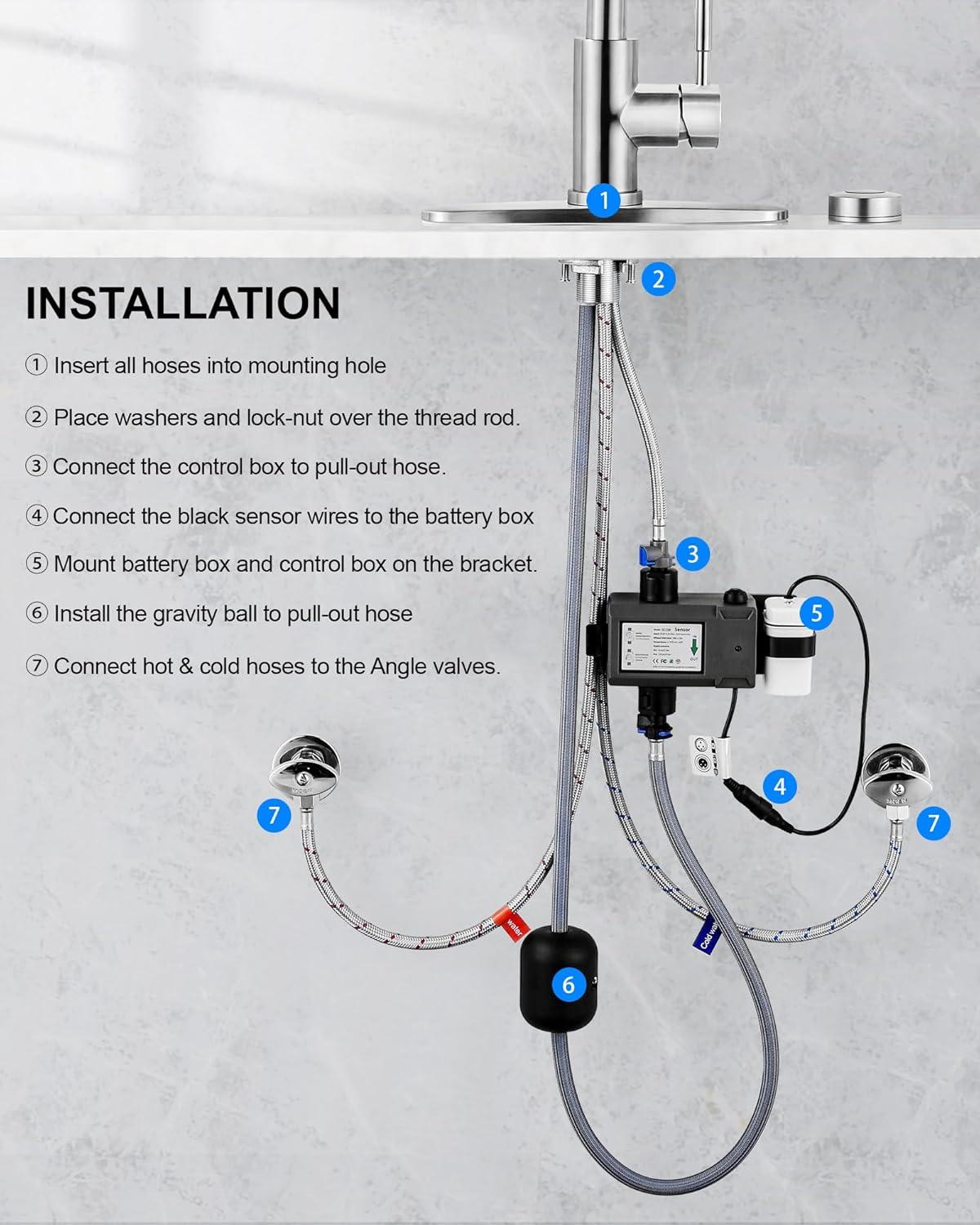 ARCORA Automatic Smart Mobile Motion Sensor Kitchen Sink Faucet with 3 Modes Pull-Down Sprayer AR7100301-MS