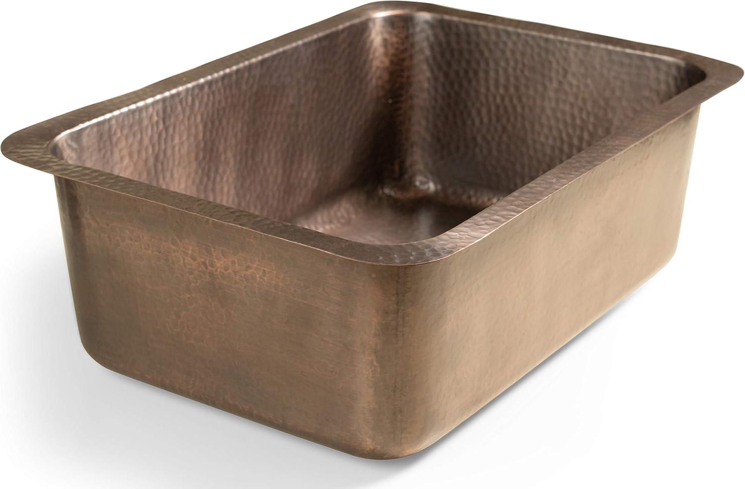 Pure Copper Hand Hammered Milan Dual Mount Single Bowl Kitchen Sink 21"