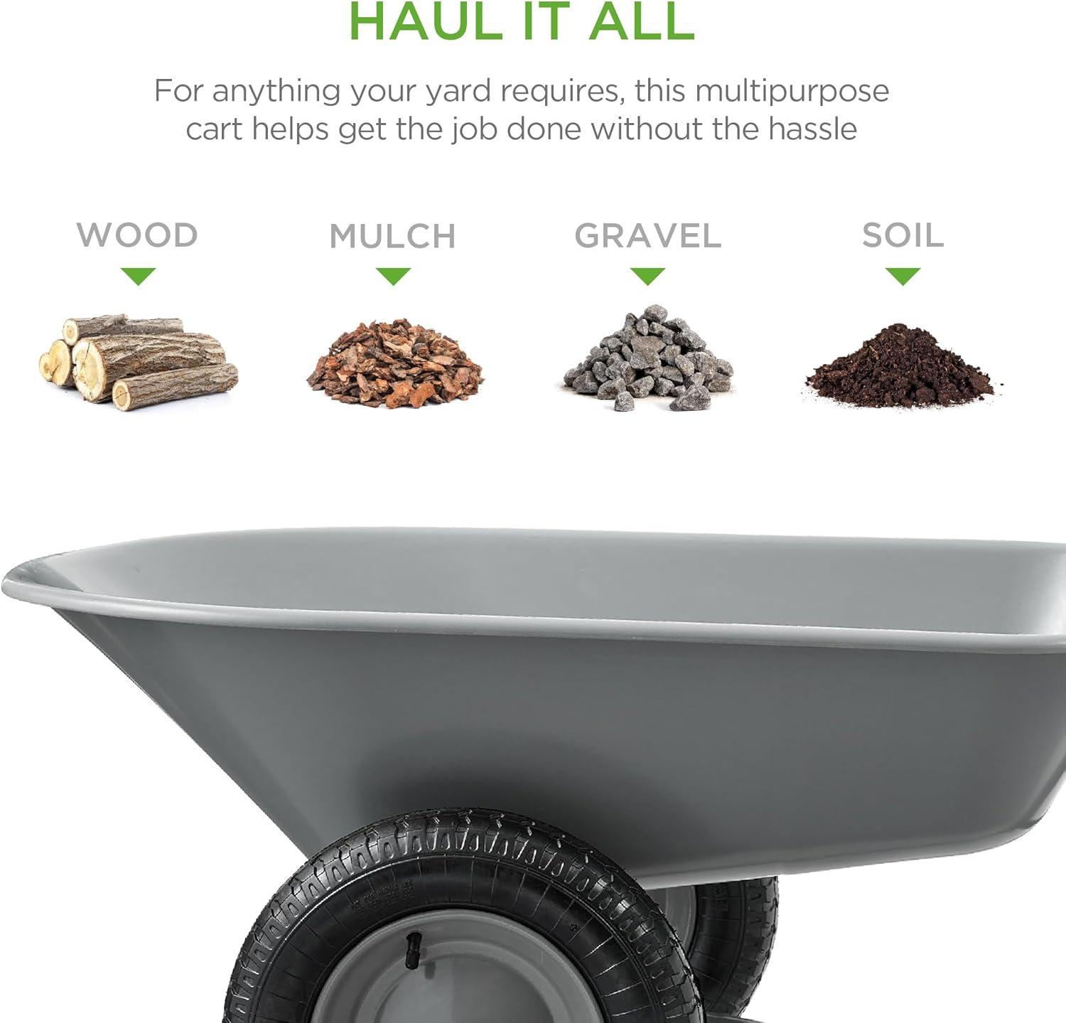 Best Choice Products Best Choice Products Dual-Wheel Home Wheelbarrow Yard Garden Cart For Lawn, Construction
