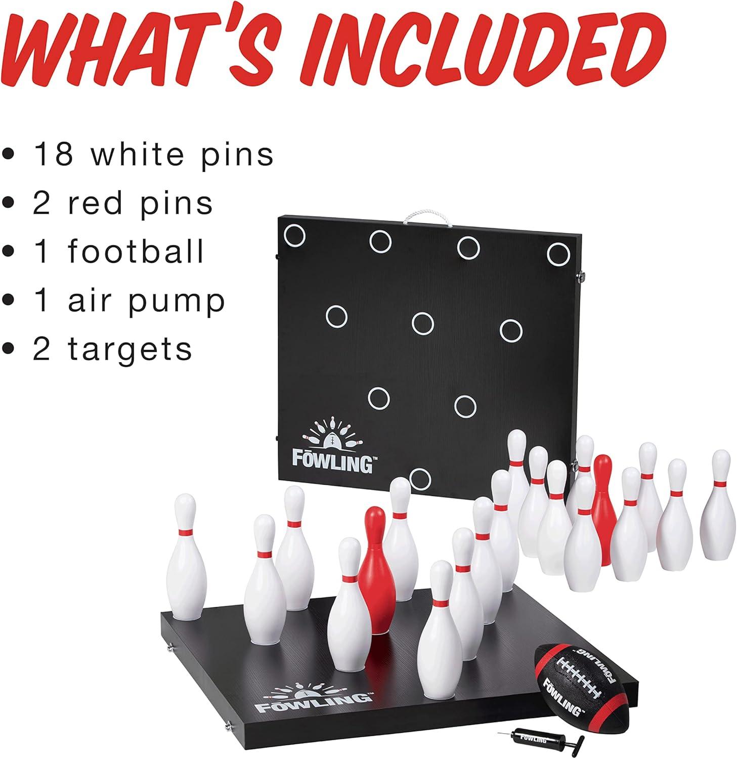 Portable Black and Red Fowling Game Set with Pins and Football