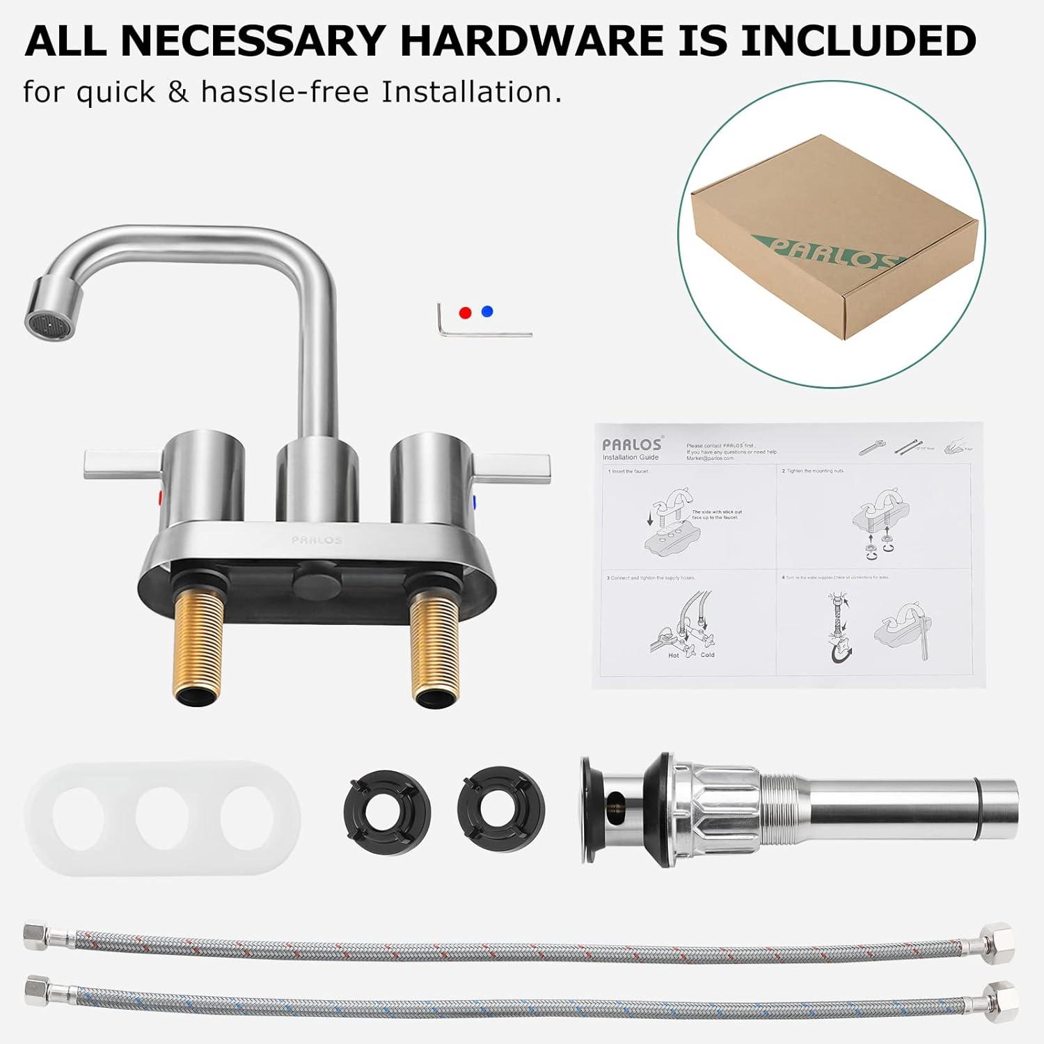 Centerset 2-handle Bathroom Faucet with Drain Assembly