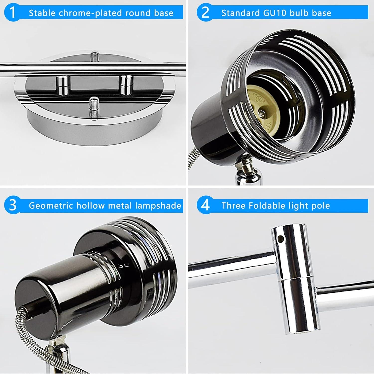 Depuley 6-Light Modern LED Track Ceiling Spotlight, Directional Flush Mount Foldable Ceiling Track Light Kit Rotatable Heads and Swing Arms for Living Room Kitchen Dining, GU10 Bulb Include