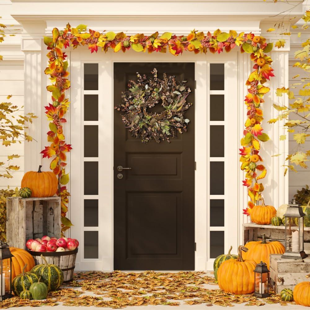 Faux 26" Berry & Acorn Wreath - Brown/Green - Safavieh