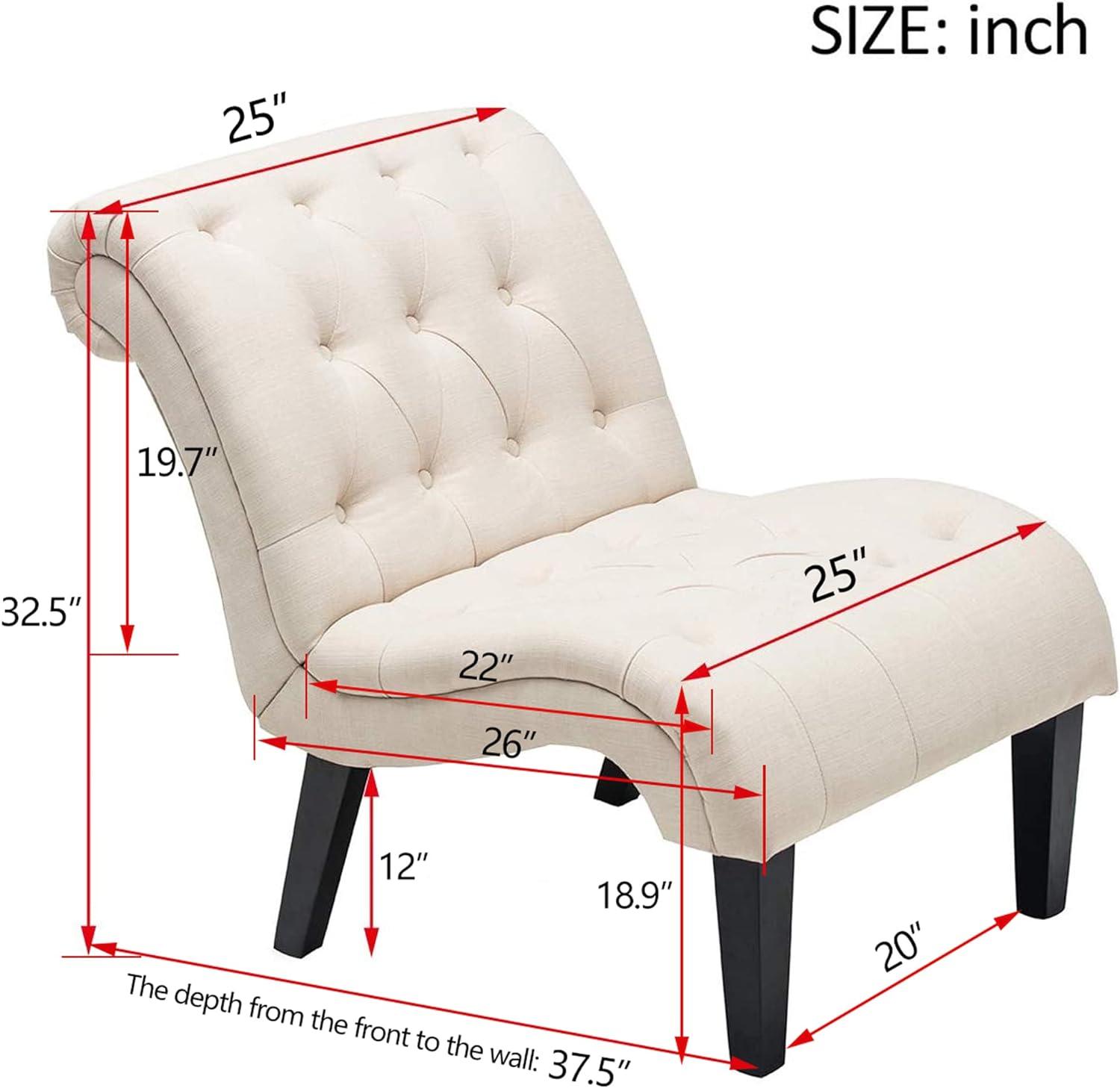 Killeryuki Accent Chair for Bedroom Living Room Chairs Tufted Upholstered Lounge Chair with Wood Legs Linen Fabric