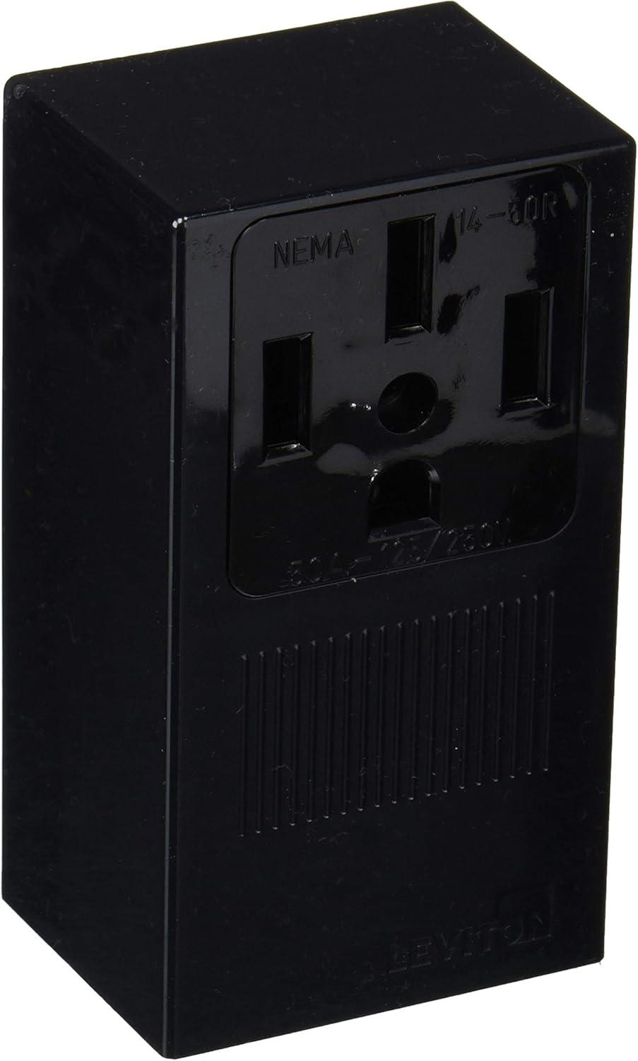 Black Thermoplastic 50 Amp Surface Mount Outlet