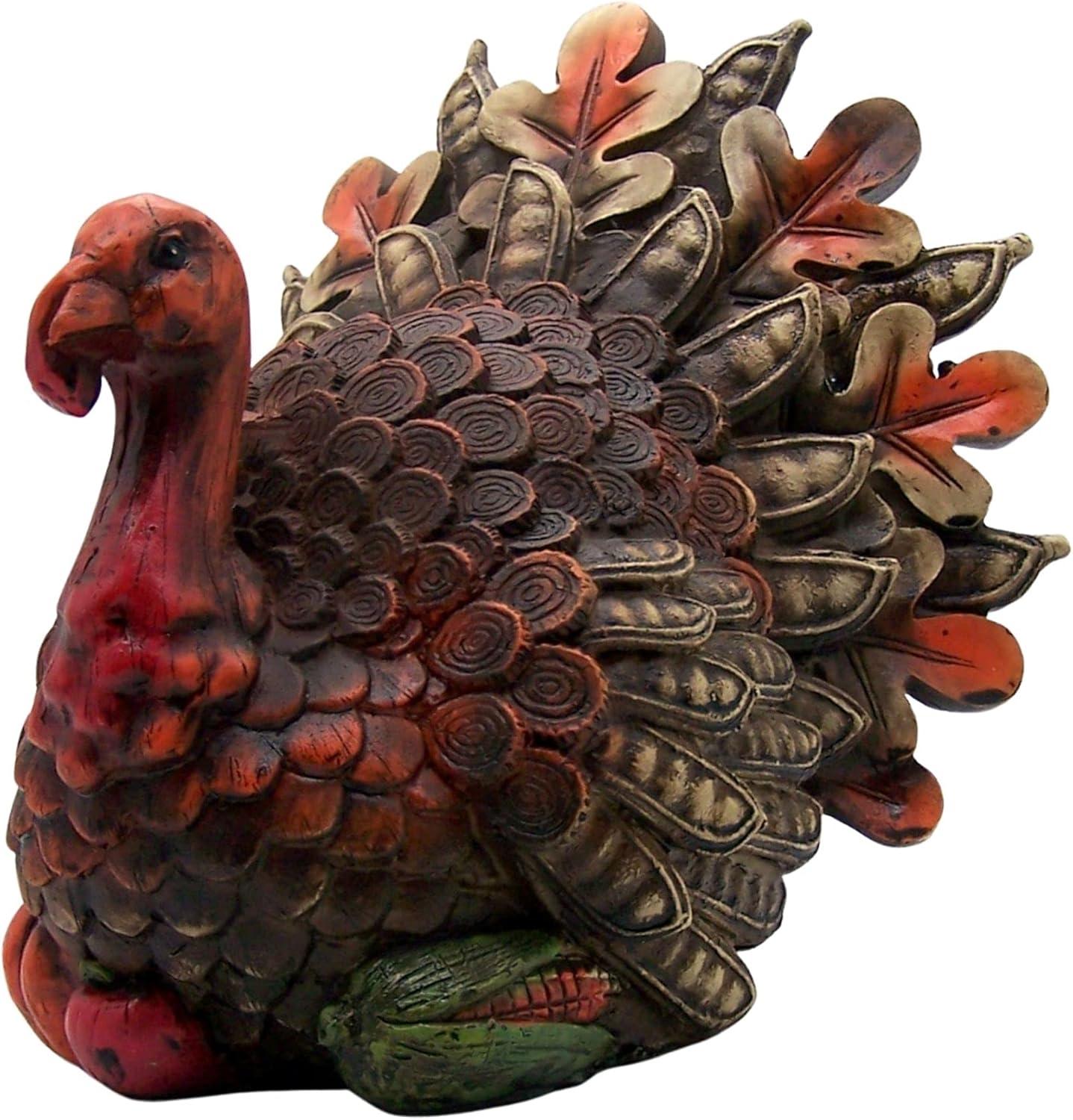 Rustic Autumn Resin Turkey Table Figurine