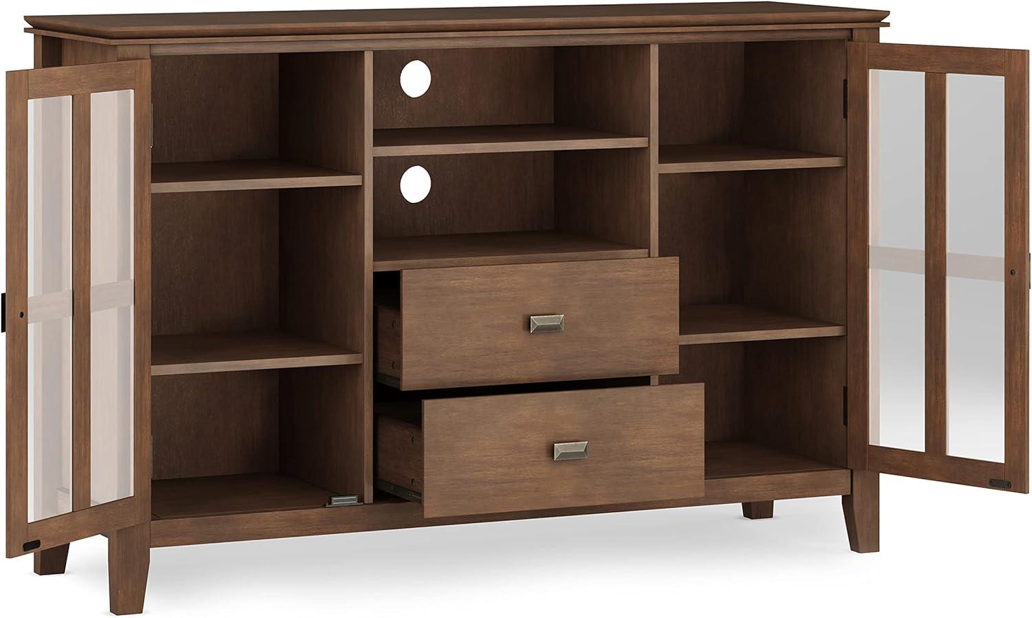 Simpli Home Artisan 53"W Solid Wood Contemporary Tall TV Stand for TVs up to 60" with Adjustable Shelves