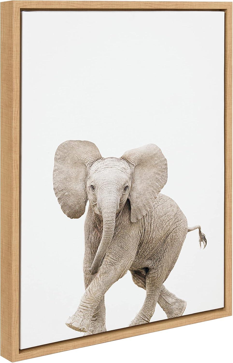 18" x 24" Sylvie Baby Elephant Walk Framed Canvas by Amy Peterson Art Studio - Kate & Laurel All Things Decor