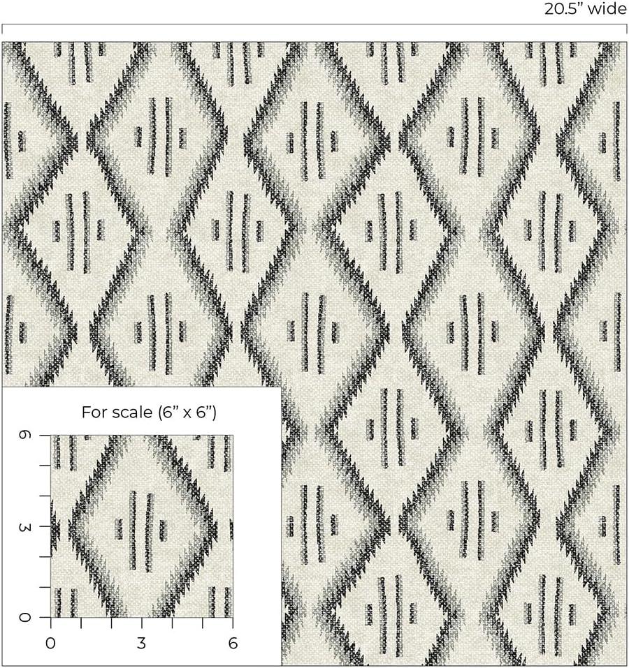 Modern Heirloom White and Black Vinyl Peel and Stick Wallpaper