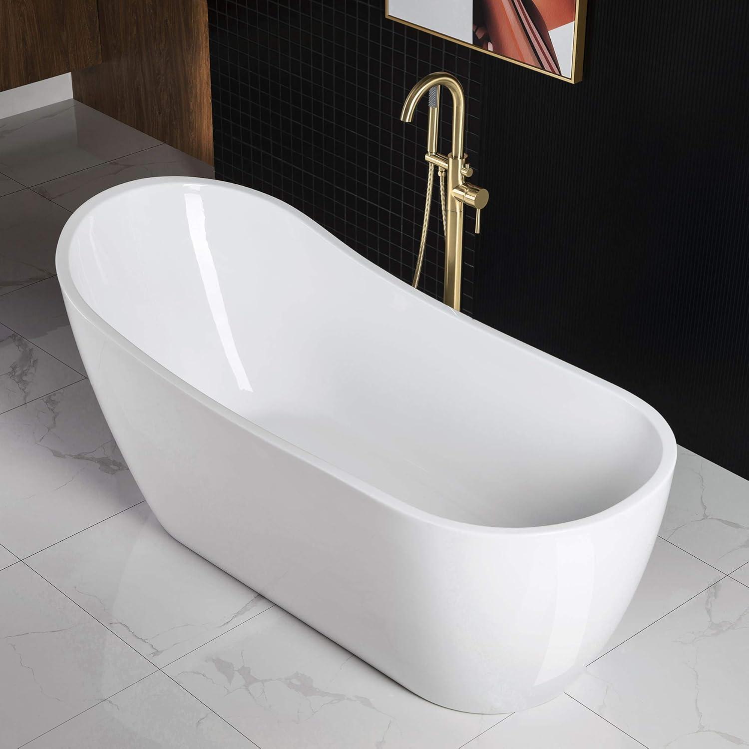 WoodBridge 67'' x 31.5'' Freestanding Soaking Acrylic Bathtub W-B0010-BG