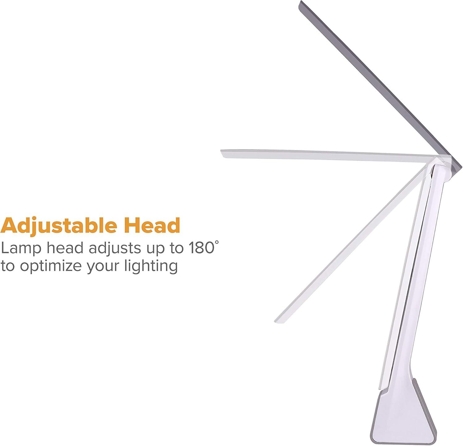 Bostitch Office Rechargeable Battery Led Desk Lamp, 3 Color Temperatures, Flip Open, Gray (KT-VLED1810-GRAY)