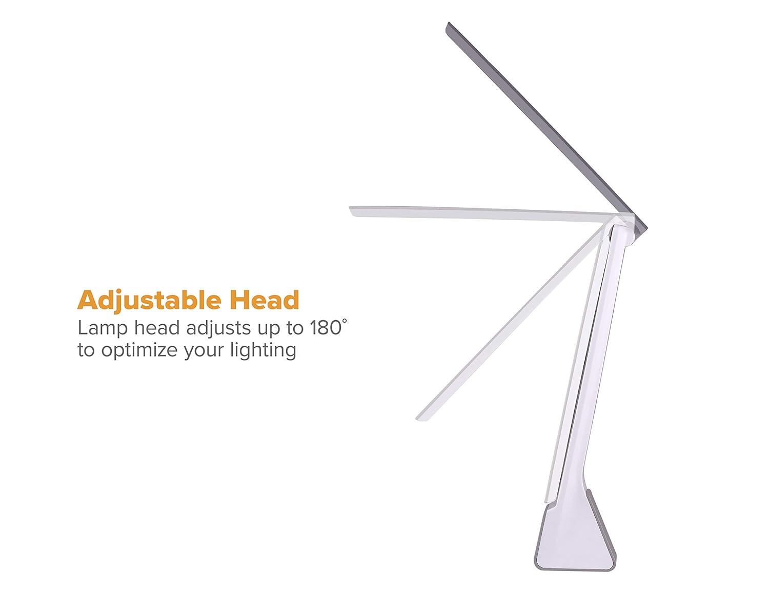 Bostitch Office Rechargeable Battery Led Desk Lamp, 3 Color Temperatures, Flip Open, Gray (KT-VLED1810-GRAY)